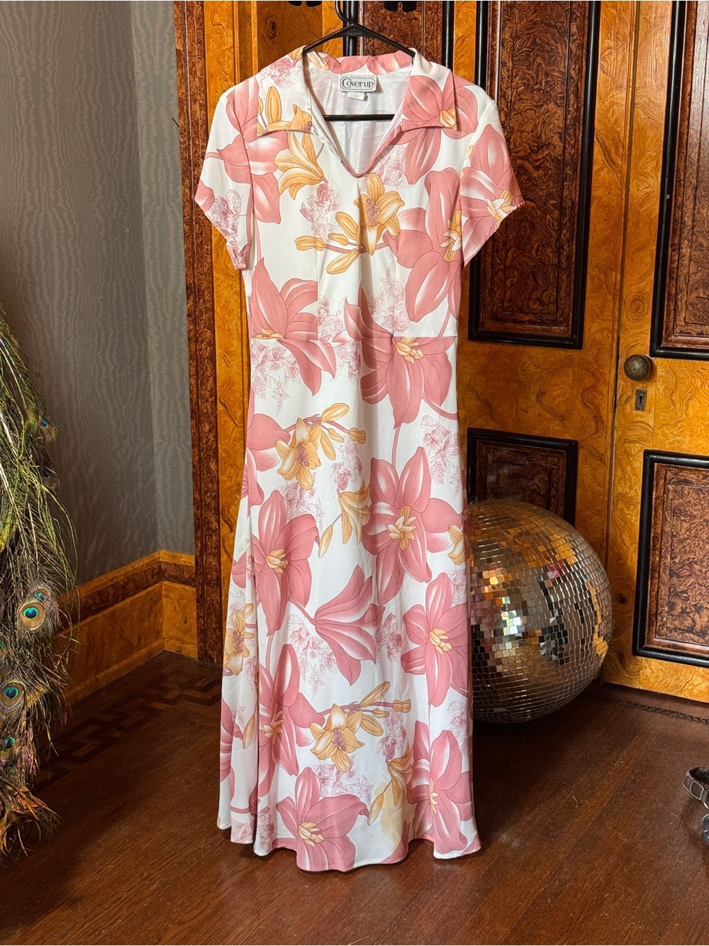 Cover Up Pink and Yellow Floral V-Neck Maxi Dress